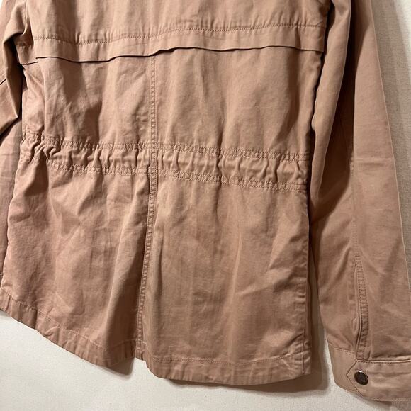 H&M Divided Dusty Pink Mauve Utility Jacket Lightweight Cotton Zip Front Hoodie - Picture 10 of 13